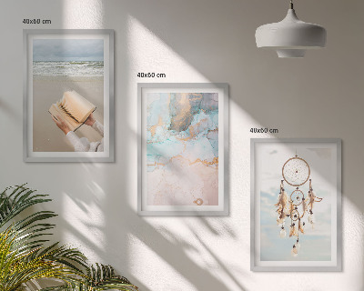 Kompozycja obrazów na ścianę Abstrakcja morze książka boho