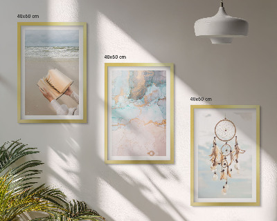 Kompozycja obrazów na ścianę Abstrakcja morze książka boho