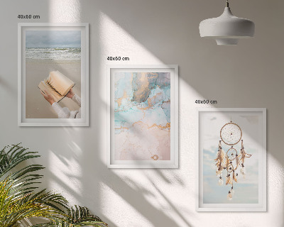 Kompozycja obrazów na ścianę Abstrakcja morze książka boho