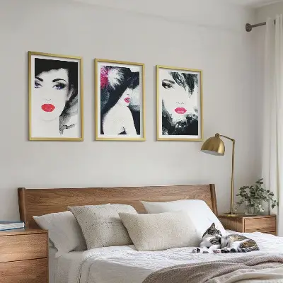 Zestaw 3 obrazów do salonu Portrety kobiet z ustami