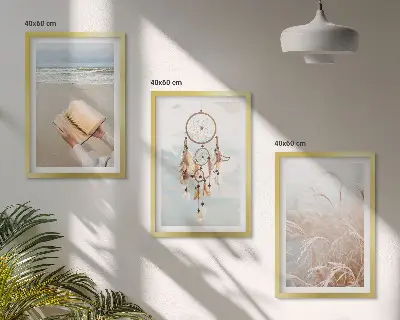 Kompozycja obrazów na ścianę spokojne pejzaże w stylu boho