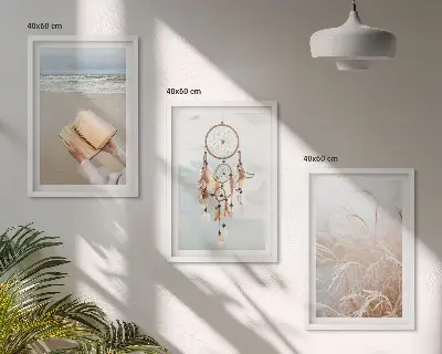 Kompozycja obrazów na ścianę spokojne pejzaże w stylu boho