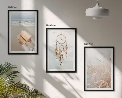 Kompozycja obrazów na ścianę spokojne pejzaże w stylu boho