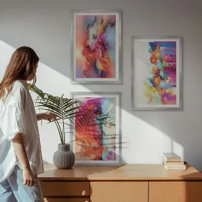 Kompozycja obrazów na ścianę kolorowe abstrakcje formy