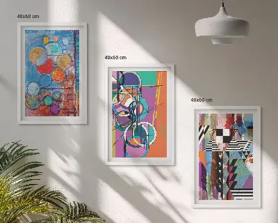 Zestaw obrazów do salonu kolorowe abstrakcje z geometrycznymi okręgami