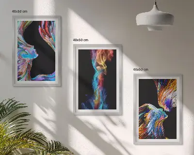 Zestaw obrazów do salonu kolorowe abstrakcyjne twarze