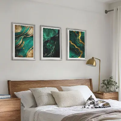 Zestaw obrazów do salonu z elegantkimi wzorami kamieni
