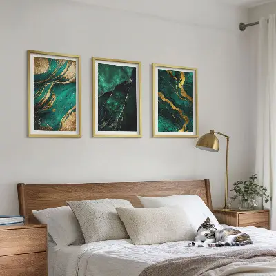 Zestaw obrazów do salonu z elegantkimi wzorami kamieni