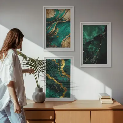 Zestaw obrazów do salonu z elegantkimi wzorami kamieni