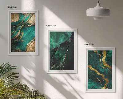 Zestaw obrazów do salonu z elegantkimi wzorami kamieni