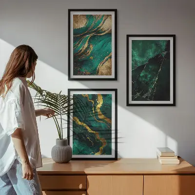 Zestaw obrazów do salonu z elegantkimi wzorami kamieni