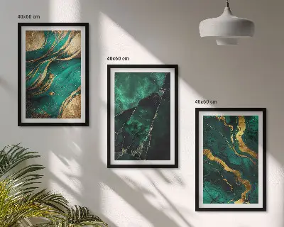 Zestaw obrazów do salonu z elegantkimi wzorami kamieni