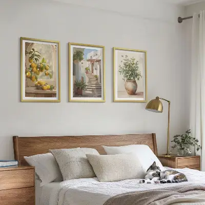 Zestaw obrazów do salonu cytryny w wazonie