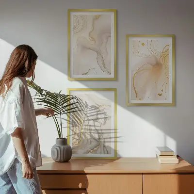 Zestaw obrazów do salonu subtelne abstrakcyjne wzory