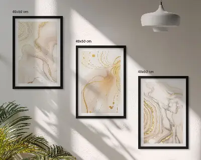 Zestaw obrazów do salonu subtelne abstrakcyjne wzory