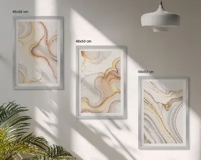 Zestaw obrazów do salonu z linearnymi abstrakcyjnymi motywami