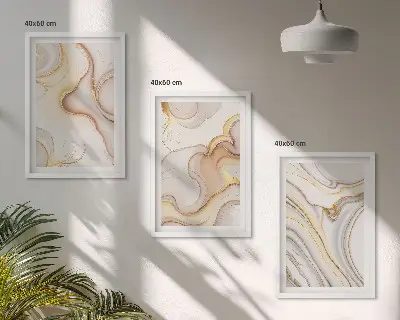 Zestaw obrazów do salonu z linearnymi abstrakcyjnymi motywami