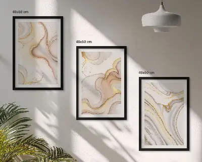 Zestaw obrazów do salonu z linearnymi abstrakcyjnymi motywami