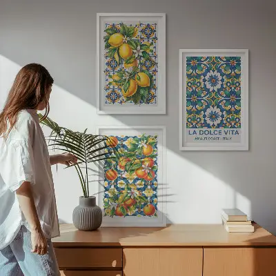 Cytrusy kolorowe abstrakcje zestaw 3 obrazów do salonu