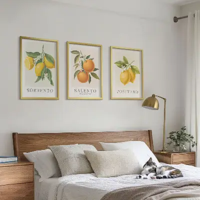 Zestaw 3 obrazów do salonu cytryny i pomarańcze Amalfi