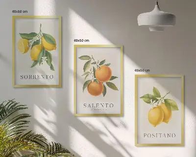 Zestaw 3 obrazów do salonu cytryny i pomarańcze Amalfi