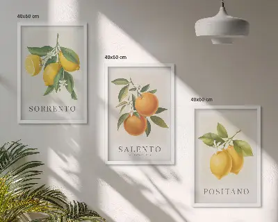 Zestaw 3 obrazów do salonu cytryny i pomarańcze Amalfi