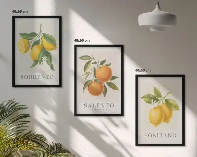 Zestaw 3 obrazów do salonu cytryny i pomarańcze Amalfi