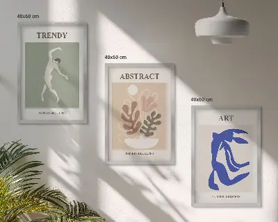 Kompozycja obrazów na ścianę stylowe postacie roślin w stylu Matisse'a