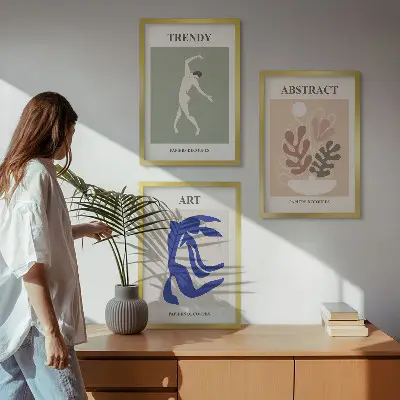Kompozycja obrazów na ścianę stylowe postacie roślin w stylu Matisse'a