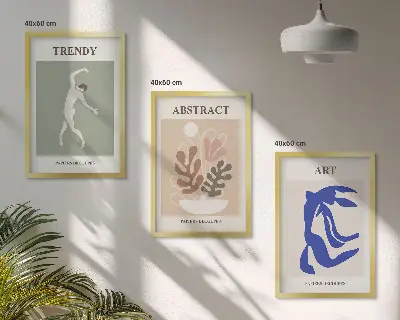 Kompozycja obrazów na ścianę stylowe postacie roślin w stylu Matisse'a