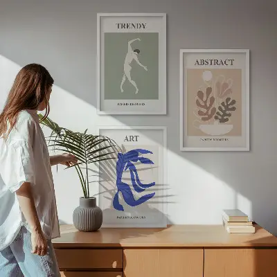 Kompozycja obrazów na ścianę stylowe postacie roślin w stylu Matisse'a