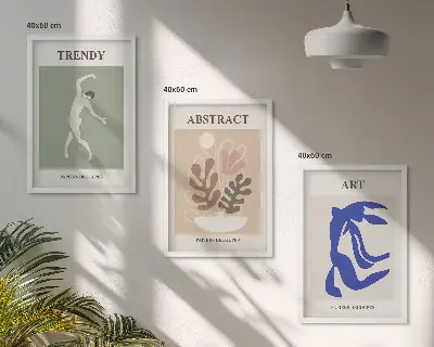 Kompozycja obrazów na ścianę stylowe postacie roślin w stylu Matisse'a