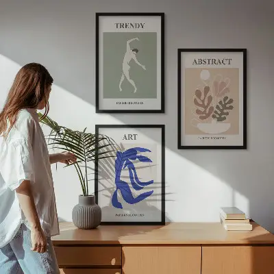 Kompozycja obrazów na ścianę stylowe postacie roślin w stylu Matisse'a