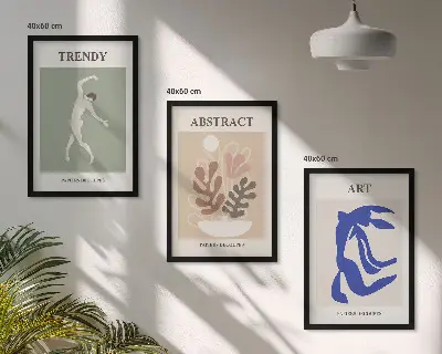Kompozycja obrazów na ścianę stylowe postacie roślin w stylu Matisse'a