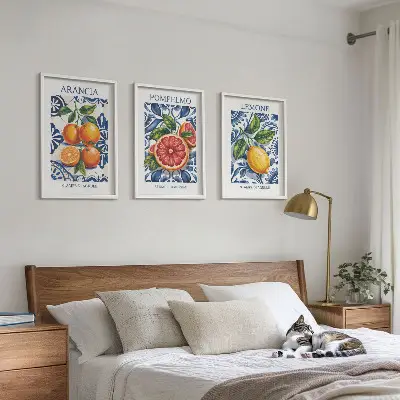 Zestaw 3 obrazów do salonu modne postery z włoskimi cytrusami