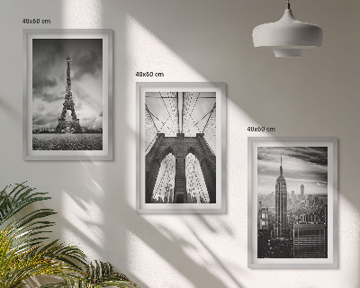 Zestaw 3 obrazów do salonu Wieże mosty monochromatyczne