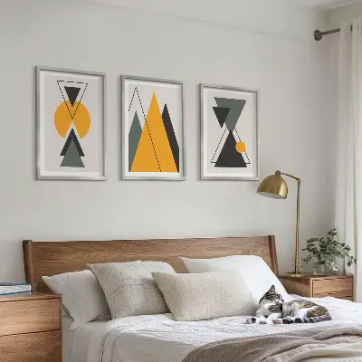 Kompozycja obrazów na ścianę abstrakcyjne kształty geometryczne