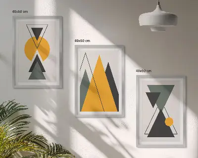 Kompozycja obrazów na ścianę abstrakcyjne kształty geometryczne