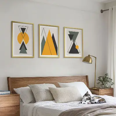 Kompozycja obrazów na ścianę abstrakcyjne kształty geometryczne