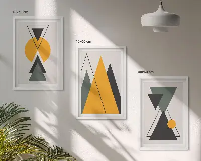 Kompozycja obrazów na ścianę abstrakcyjne kształty geometryczne