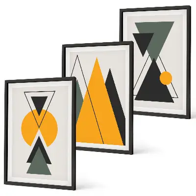 Kompozycja obrazów na ścianę abstrakcyjne kształty geometryczne