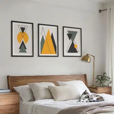 Kompozycja obrazów na ścianę abstrakcyjne kształty geometryczne