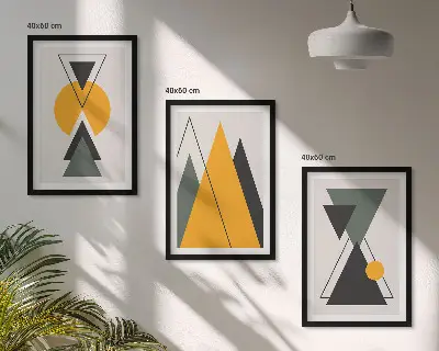 Kompozycja obrazów na ścianę abstrakcyjne kształty geometryczne