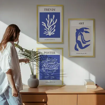 Kompozycja obrazów na ścianę abstrakcyjne plakaty w stylu Matisse'a