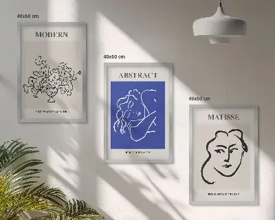 Zestaw 3 nowoczesnych obrazów Matisse postery do salonu