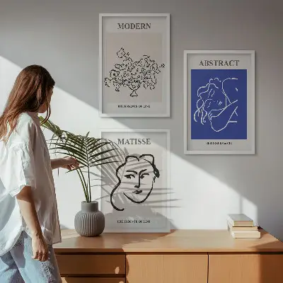 Zestaw 3 nowoczesnych obrazów Matisse postery do salonu