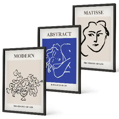 Zestaw 3 nowoczesnych obrazów Matisse postery do salonu