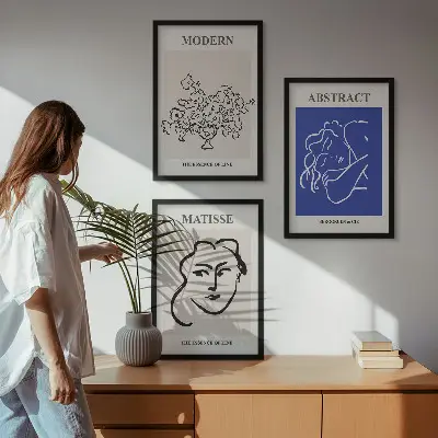 Zestaw 3 nowoczesnych obrazów Matisse postery do salonu