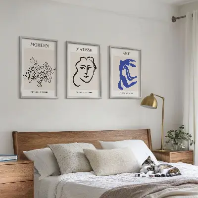 Zestaw 3 obrazów do salonu abstrakcyjne minimalistyczne postery