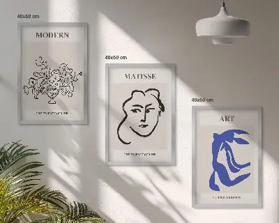 Zestaw 3 obrazów do salonu abstrakcyjne minimalistyczne postery